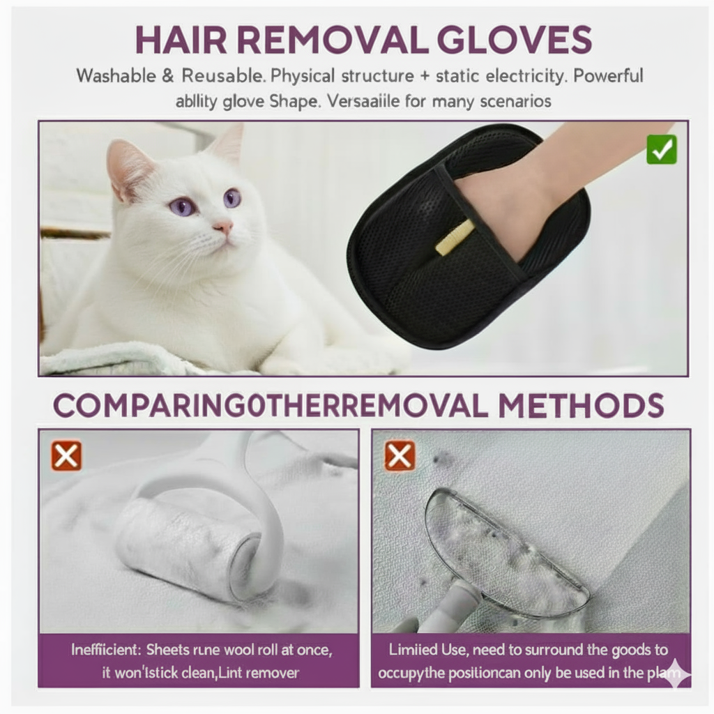 Reusable Pet Hair Removal Gloves